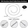 Beebeecraft 30Pcs 304 Stainless Steel Flat Cable Chain Necklaces Set STAS-BBC0005-02-2