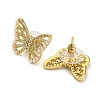 Brass Micro Pave Clear Cubic Zirconia Stud Earrings EJEW-B065-04G-2