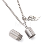 304 Stainless Steel Capsule Shape Urn Ashes Pendant Necklaces NJEW-JN05730-5
