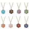 Natural Mixed Gemstone Cluster Flower Pendant 304 Stainless Steel Cable Chain Necklaces with Glass Seed Baeds NJEW-MZ00142-2