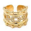 Rack Plating Real 18K Gold Plated Brass Hollow Oval Open Cuff Rings RJEW-B048-10G-2