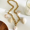 Summer 316L Surgical Stainless Steel & Natual Shell Pendant Necklaces for Women FS-WG2E862-01-4