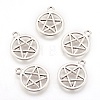 Tibetan Style Alloy Flat Round with Star Charms X-TIBEP-5248-AS-FF-1