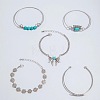 5Pcs 5 Styles  Bohemian Style Alloy Bangles WGC966A-04-3