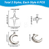 12Pcs 2 Style 304 Stainless Steel Pendants STAS-UN0042-13-3