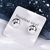 Half Round 304 Stainless Steel Stud Earrings EJEW-A125-80C-S-3