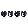 20Pcs Black Cube Letter Silicone Beads 12x12x12mm Square Dice Alphabet Beads with 2mm Hole Spacer Loose Letter Beads for Bracelet Necklace Jewelry Making JX433K-1