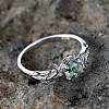 Oval & Leaf 925 Sterling Silver with Moss Agate Finger Rings FS-WGF1EFD-02-5