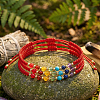 3Pcs Adjustable Chakra Natural & Synthetic Mixed Stone Round Bead Braided Bracelet Sets ZZ4943-5-3