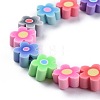 Handmade Flower Printed Polymer Clay Beads Strands CLAY-M003-07H-3