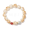 Cat Paw Shape Natural Bodhi Root & Carnelian & Synthetic Imperial Jasper Beaded Stretch Bracelets for Women BJEW-TA00732-3