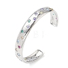 Brass Micro Pave Cubic Zirconia Cuff Bangles for Women BJEW-A172-03P-4