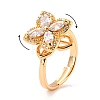 Flower Cubic Zirconia Rotatable Cuff Ring for Calming Worry Meditation RJEW-P025-01-4