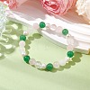 Natural Rose Quartz & Green Aventurine & Pearl Round Beaded Stretch Bracelets for Women BJEW-JB11041-04-2