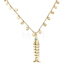 304 Stainless Steel with Synthetic Turquoise Fish Pendant Necklaces for Women NJEW-F362-02G-2