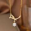 Brass Pave Clear Cubic Zirconia Bowknot Pendant 304 Stainless Steel Cable Chain Necklaces for Women WGFF125-01-1