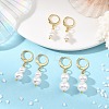 Shell Pearl Leverback Dangle Earrings EJEW-JE07290-1
