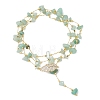 Natural Green Aventurine Chip Handmade Link Chain Necklaces NJEW-JN05811-02-7