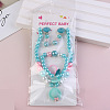 Cute Unicorn Alloy Plastic Children's Beaded Necklace & Bracelet & Cuff Ring & Clip-on Earring Jewelry Sets for Girl's FS-WGF4311-05-1