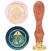 Brass Wax Seal Stamps with Rosewood Handle AJEW-WH0412-0047-1