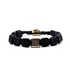 Natural Black Onyx Braided Bead Bracelets for Men PW-WG045CA-03-1