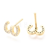 Brass Micro Pave Clear Cubic Zirconia Stud Earrings EJEW-O103-04G-2