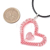 Valentine's Day Glass Seed Beads Beaded Heart Pendant Necklaces NJEW-MZ00079-01-3