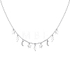 Rhodium Plated 925 Sterling Silver Star Moon Lightning Flowing Pendant Bib Necklaces MF4231-1