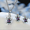 Tortoise Alloy Rhinestone & Glass Pendant Necklaces & Stud Earrings Sets FS-WG4B54D-05-1