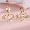Heart Brass Micro Pave Clear Cubic Zirconia Hoop Earrings FS-WGD5D87-05-1