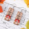 Turkey Pattern Wood Dangle Earrings FS-WGDB545-01-2