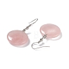 Natural Rose Quartz Flat Round Dangle Earrings EJEW-D188-03P-09-3