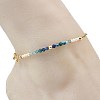 Natural Kyanite & Pearl Round Beaded Butterfly Anklets AJEW-AN00795-01-2