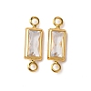 Brass Pave Clear Cubic Zirconia Connector Charms KK-Z121-06G-07-1