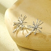 304 Stainless Steel Snowflake Stud Earrings for Women EJEW-U023-03G-1