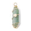 Natural Green Aventurine Copper Wire Wrapped Pointed Pendants PALLOY-JF02462-04-1