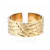 304 Stainless Steel Textured Open Cuff Ring RJEW-T023-38G-1