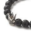 Natural Lava Rock & Non-magnetic Synthetic Hematite Round Beads Energy Power Stretch Bracelets Sett BJEW-JB07051-6