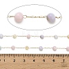 Handmade 304 Stainless Steel Dyed Shell Beads Round Link Chains CHS-B011-03A-G-3