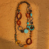 Bohemian Style Acrylic & Zinc Alloy Oval & Teardrop Handmade Link Chain Long Necklaces for Women FS-WG51811-01-3