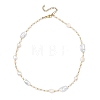 Natural Baroque Keshi Pearl Nuggets & Glass Seed Beaded Necklaces for Women NJEW-JN06067-3