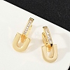 Brass Clear Cubic Zirconia U-Shaped Hoop Earrings EJEW-Q016-20G-4