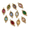 Ion Plating(IP) 304 Stainless Steel Cubic Zirconia Horse Eye Links Connector Charms X-STAS-K256-21G-1