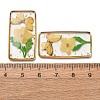 Brass & Transparent Epoxy Resin & Dried Flower Pendants RESI-G133-01G-04-3