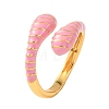 Brass Enamel Cuff Open Rings for Women RJEW-A098-01G-6