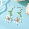 304 Stainless Steel Glass Seed Beads Flower Dangle Earrings EJEW-MZ00739-01-1