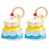 6Pcs Real 18K Gold Plated Brass Enamel Pendants KK-BBC0015-31-1