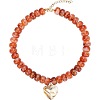 Resin and Plastic Heart Pendant Rondelle Beaded Necklaces with Alloy End Chains FS-WG415CE-01-1