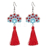 Handmade Glass Seed Beads Fan Dangle Earrings EJEW-MZ00292-01-1