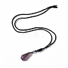 Natural Amethyst Hexagon Pendant Necklace with Nylon Cord NJEW-G094-A01-4
